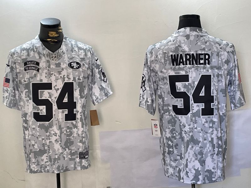 Men San Francisco 49ers 54 Warner Nike Arctic Camo 2024 Salute to Service Limited NFL Jersey style 9